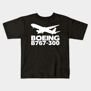 Boeing B767-300 Silhouette Print (White) Kids T-Shirt